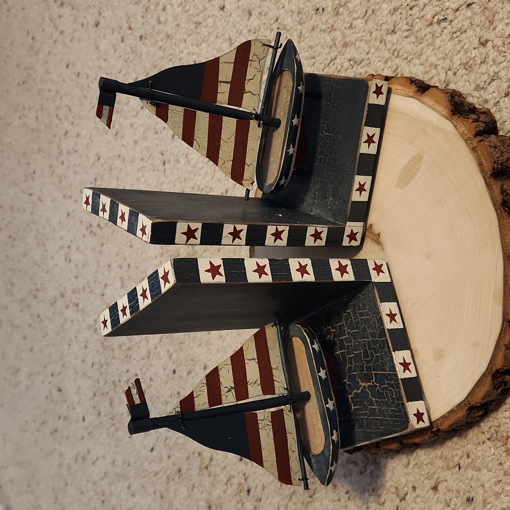 Red White & Blue Sailboat Design Bookends